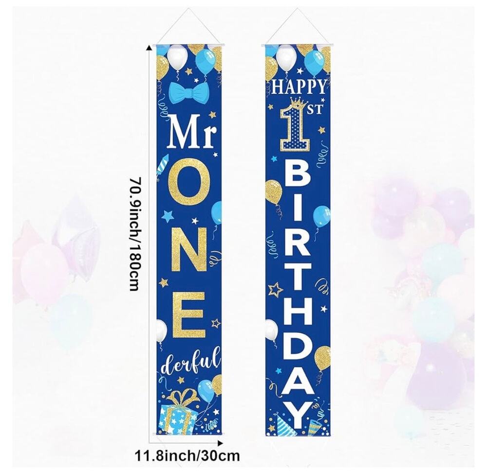 Mr. Onederful Birthday Banner 1st Birthday Porch Sign Hanging Door Banner- 2